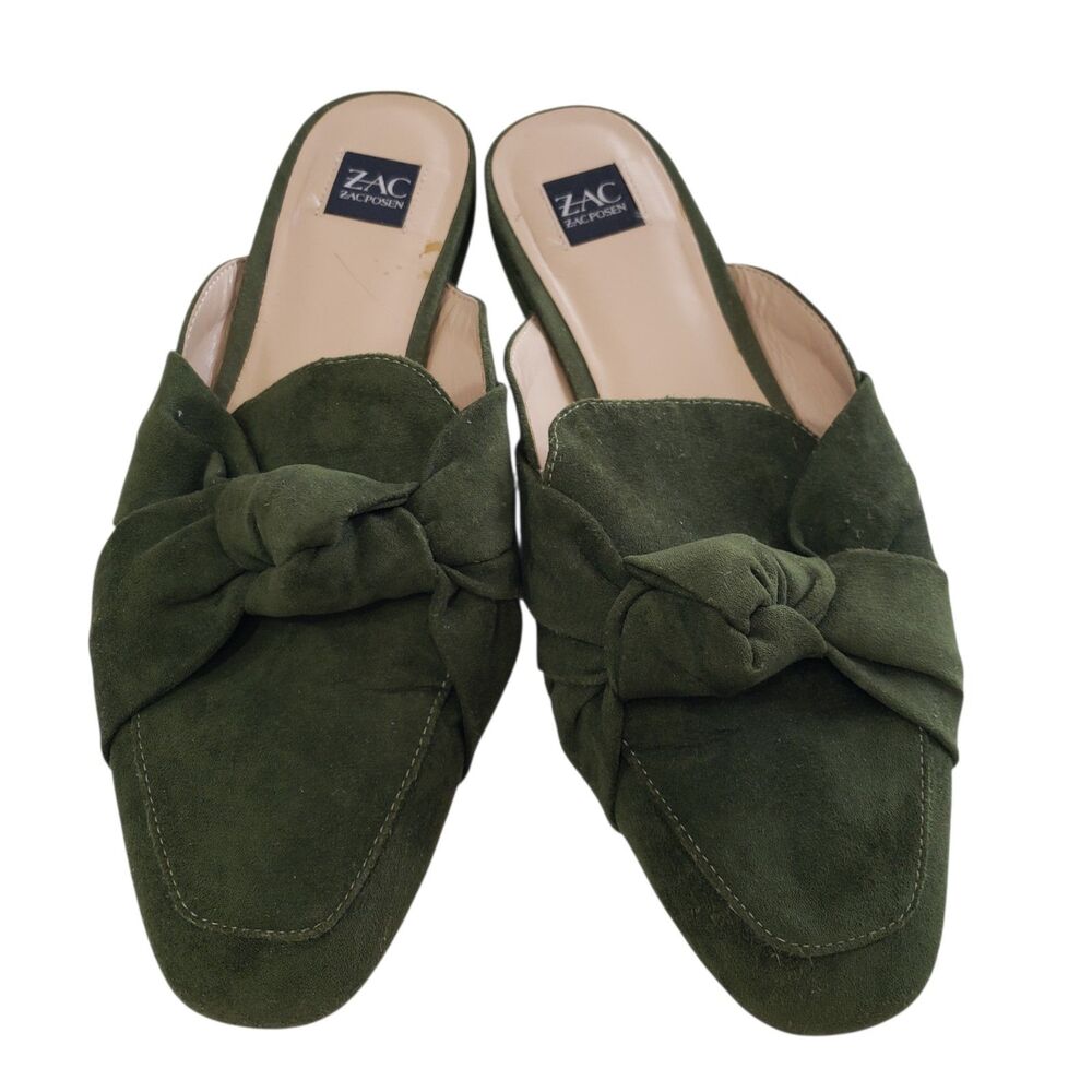 Zac Posen Women's Slip On Green Flats, Size 9 M